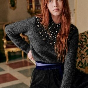 Sezane Regina Jumper Dark Gray Melange - Size XXXL